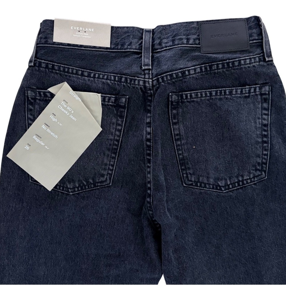 Everlane Jeans The 90s Cheeky Organic Cotton High Rise Washed Black 26 Regular - Picture 5 of 8